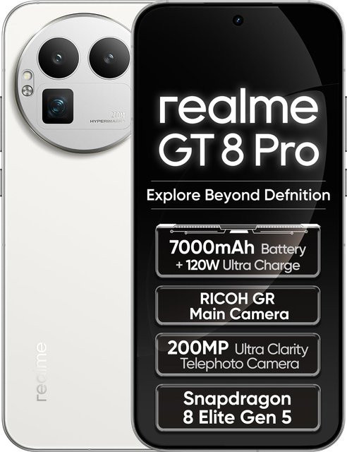 realme GT8 Pro 5G Smartphone mit Android 16, Snapdragon 8, 6,78 Zoll 2K 144Hz AMOLED Display, 200MP Kamera, 7000 mAh Akku, 120W Ultra Charge, Blau - Bild 1