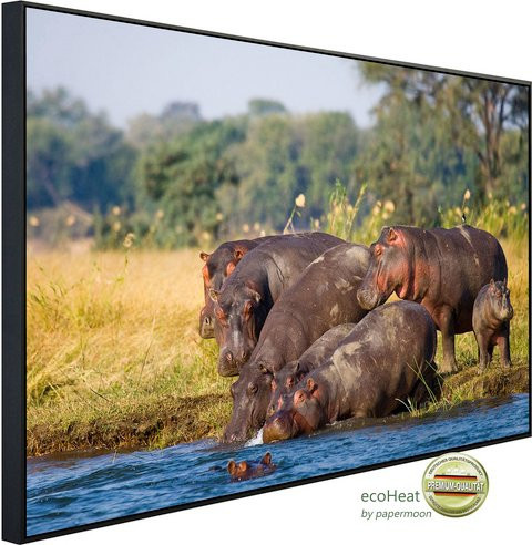 papermoon Infrarotheizung EcoHeat Hippo Familie in Bunt mit Matt-Effekt, App-Steuerung und Überhitzungsschutz - Bild 1