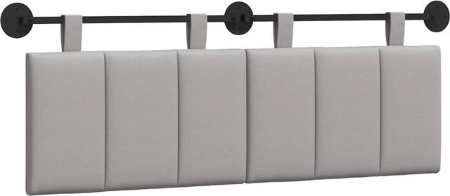 vidaXL Hängendes Kopfteil aus Stoff in Grau mit Streifenmuster, B: 130 cm, H: 55 cm, T: 5 cm - Bild 1