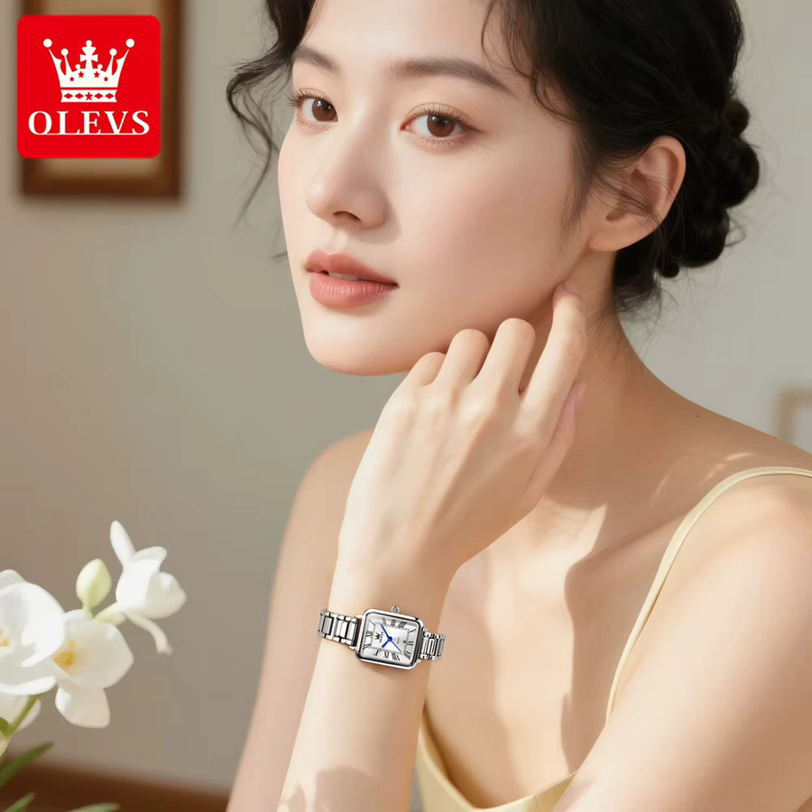 OLEVS Armbanduhr Quarz, Edelstahl, Weiß, Damen - Bild 2