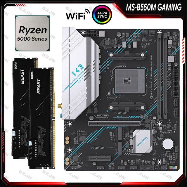 Maxsun B550 AM4 Gaming Motherboard mit Onboard-WIFI und DDR4 Unterstützung in Schwarz - Bild 1