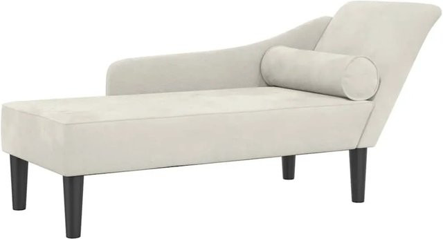 vidaXL Chaiselongue aus Samt mit Kissen in Creme und Beige, modernes Design mit Schaumstofffüllung, B/T/H: 141,0 x 55,5 x 66,5 cm - Bild 1