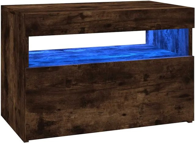 vidaXL TV-Schrank in Räuchereiche mit integrierter LED-Beleuchtung, modern, Braun, B/T/H: 60 x 35 x 40 cm - Bild 1