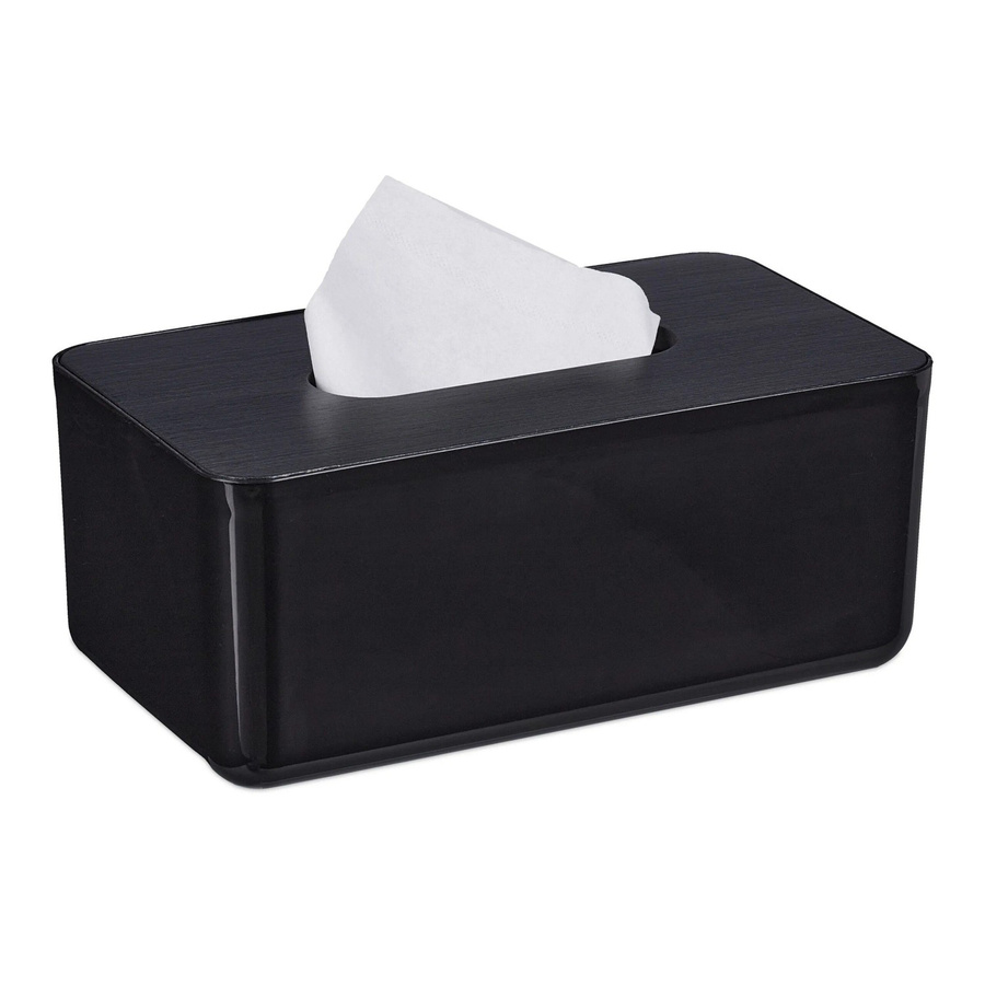 Relaxdays Tücherbox aus Kunststoff in Schwarz mit Bambusdeckel, B/T/H: 23 x 10 x 13 cm - Bild 2