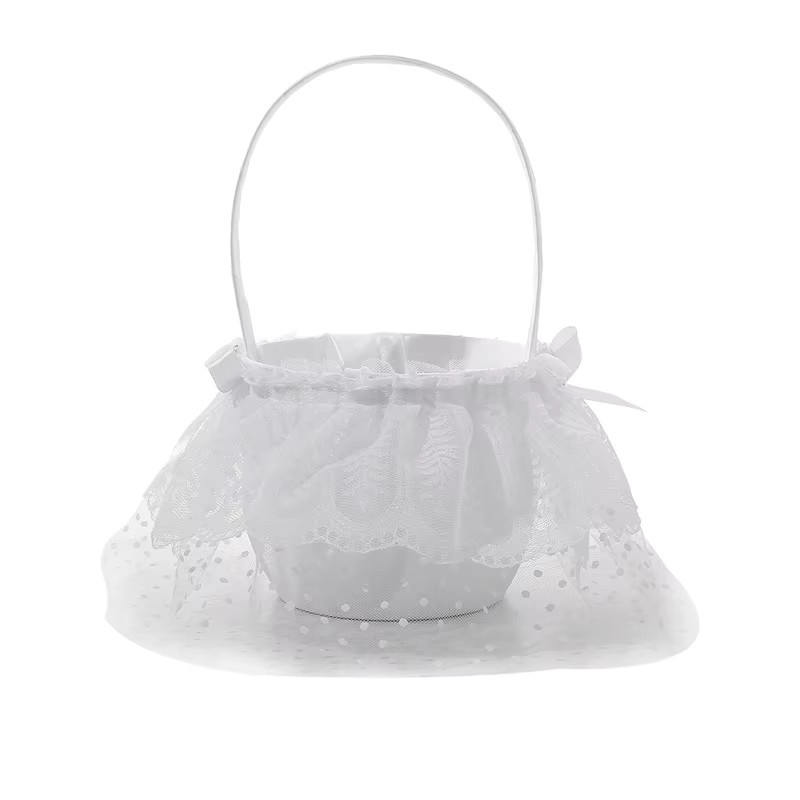 Runder Blumenmädchen-Korb im Prinzessin-Stil von TRUE LOVE GIFT aus Kunststoff, weiß - Bild 2