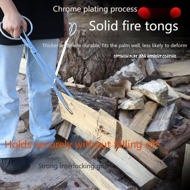 Geschmiedete Mehrzweckzange aus rostfreiem Stahl in Silber als robuste Kaminzange, Grillklemme und Haushaltsmüllpflücker mit flachem Kopf - Bild 1