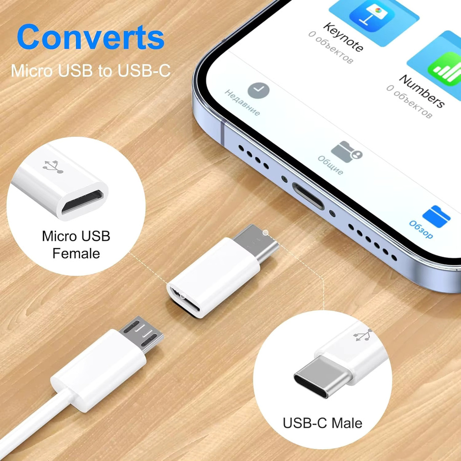 4er-Pack Micro-USB-zu-USB-C-Adapter OTG in Schwarz und Weiß für Samsung Galaxy S10 S9 S8 Plus Note - Bild 2