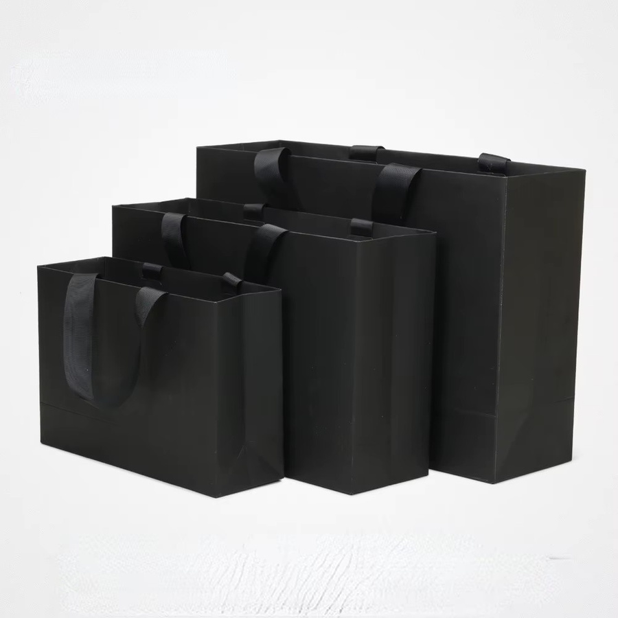 10 Stück schwarze Kartentaschen von NASIQUE aus Papier für Geschenke und Kleidung, 250 g - Bild 2