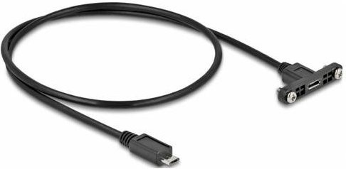 Delock USB 2.0 Kabel mit USB-Micro-B Buchse und USB-Micro-B Stecker in Schwarz, 0,50 m, 35108 - Bild 1