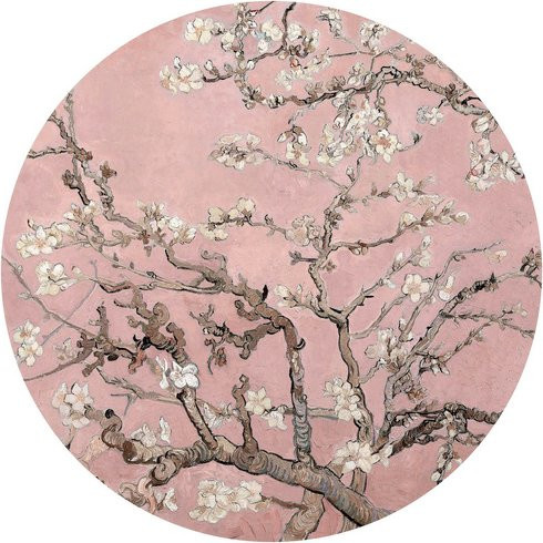 K&L Wall Art Runde Vliestapete Van Gogh Mandelblüte Vintage, mehrfarbig, matt, B: 236 cm, H: 236 cm - Bild 1