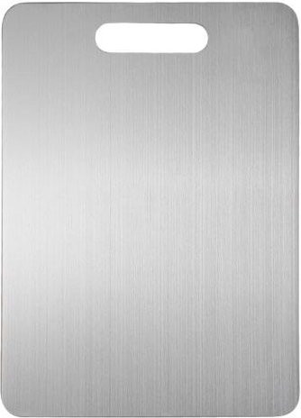 Reversibles Edelstahl-Schneidebrett von Crisp in Silber, rutschfestes Mehrzweck-Hackbrett für Fleisch und Gemüse, Breite: 40 cm - Bild 1