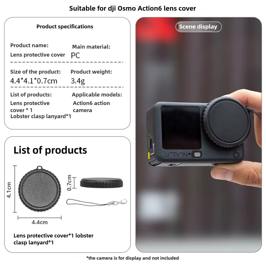 DJI Objektivdeckel für Osmo Action 6, kratzfestes und sturzsicheres Silikon-Objektivschutzhülle Kamerazubehör - Bild 5