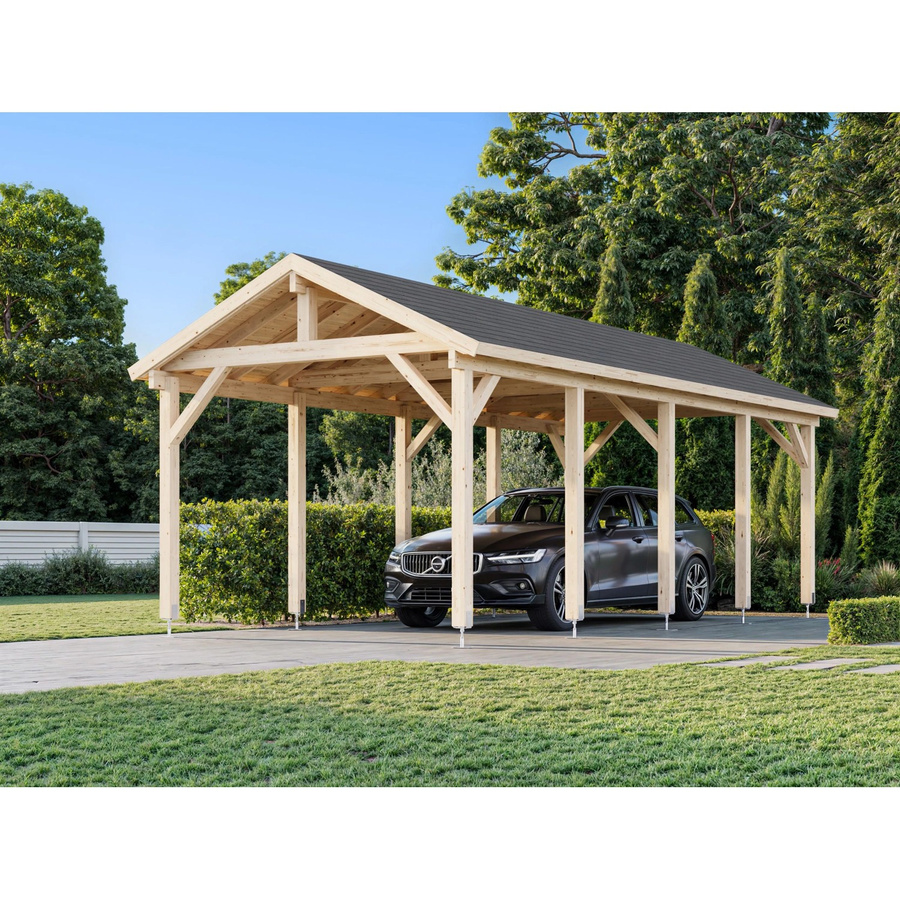 Palmako Carport Robert aus Fichtenholz mit Satteldach, Farbe: braun/transparent, B/T/H: 361 x 764 x 301 cm - Bild 2