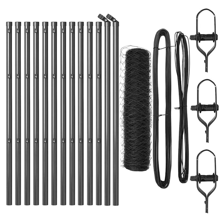 vidaXL Zaunpfosten aus Stahl und PVC in Grau, Höhe: 0,4 m, Durchmesser: 50 mm - Bild 2
