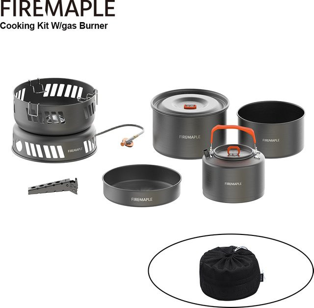 Fire-Maple Kochset mit Gasbrenner und Aluminium-Kochgeschirr für Camping und Wandern - Bild 1