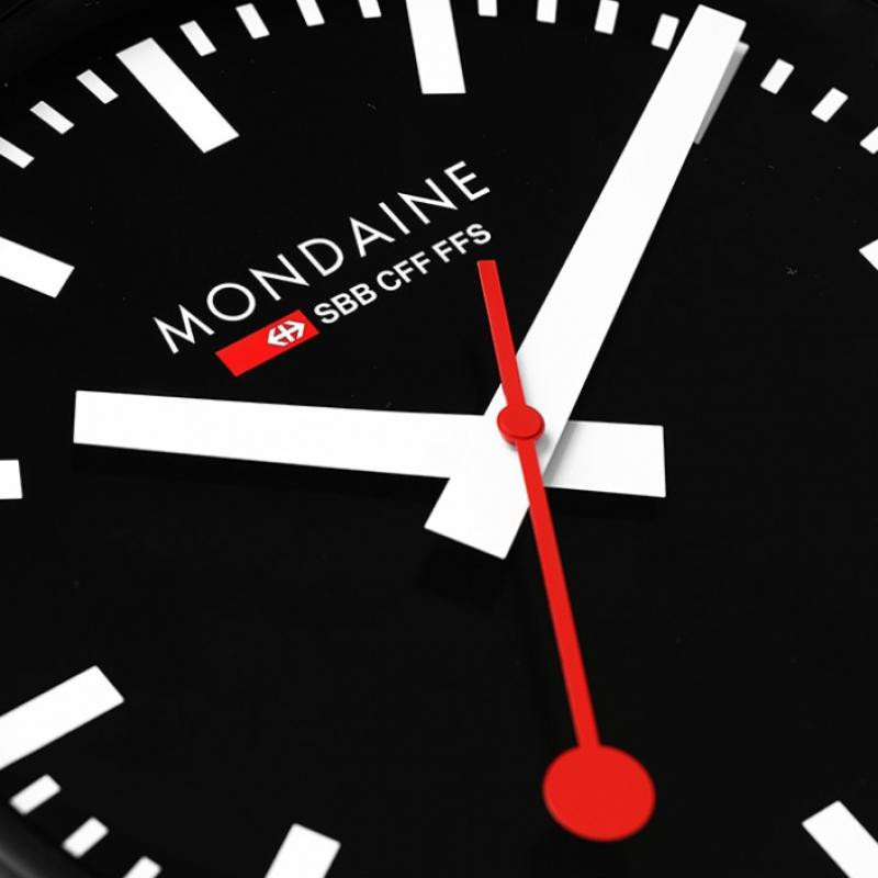 Mondaine Wanduhr A990.CLOCK.64SBB Analog Quartz Schwarz Rund Durchmesser: 25 cm - Bild 4