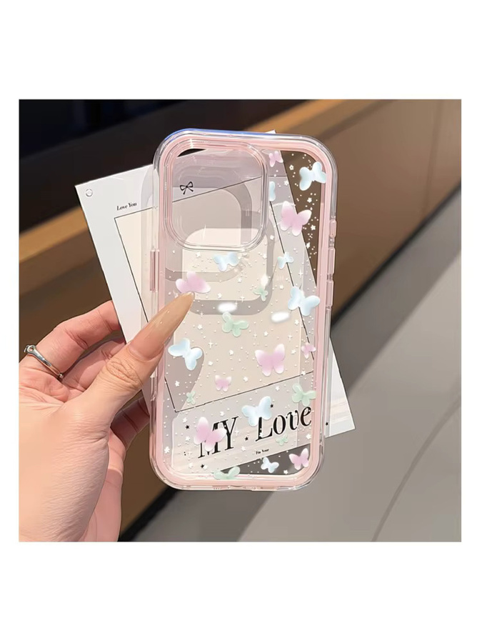 Caynes Handyhülle mit bunten Schmetterlingen aus transparentem TPU für iPhone 11 bis iPhone 17 Pro Max, stoßfeste Silikon-Schutzhülle, Multicolor und Transparent - Bild 5