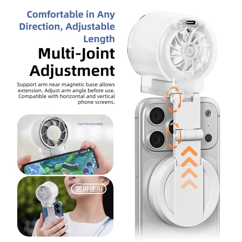 TINSOL Magnetischer Mini-Elektroventilator in Weiß, faltbarer Outdoor-Lüfter mit magnetischem Stahlring für Live-Streaming und Selfies - Bild 4