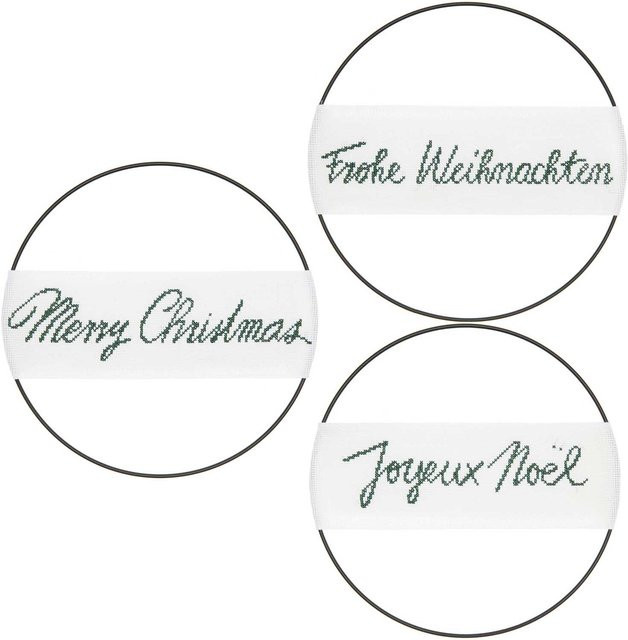Rico Design Stickpackung Band Frohe Weihnachten in Weiß aus Baumwolle - Bild 1