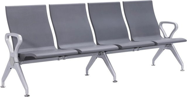 DELUKE Wartebank ERIK 4-Sitzer in Grau mit Armlehnen aus Kunststoff und Metall, B/T/H: 228 x 59 x 89 cm - Bild 1