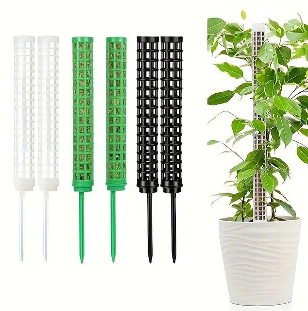 2er Set Moosstangen aus Kunststoff in Schwarz als Pflanzenstützen für Zimmerpflanzen wie Monstera - Bild 1