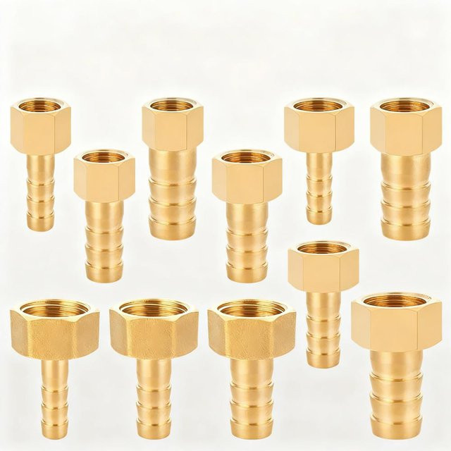 Adhere To Fly Messing Schlauchadapter mit Innengewinde und Widerhaken für Wasserschläuche und Luftrohre, Farbe: Gold - Bild 1