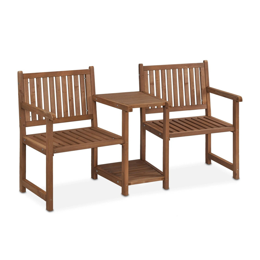 Relaxdays Gartenbank mit Tisch aus Tannenholz in Braun für 2 Personen, B/T/H: 161 x 86 x 61 cm - Bild 2