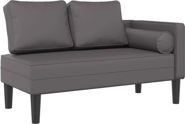 vidaXL Chaiselongue Modell 3 aus Kunstleder mit Kissen in Grau, B/T/H: 116,5 x 62,0 x 57,5 cm - Bild 1