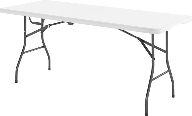 Outsunny Klappbarer Gartentisch Weiß, Wetterfester Buffettisch mit Tragegriff für Garten, Terrasse und Balkon, B/T: 180 x 74 cm - Bild 1