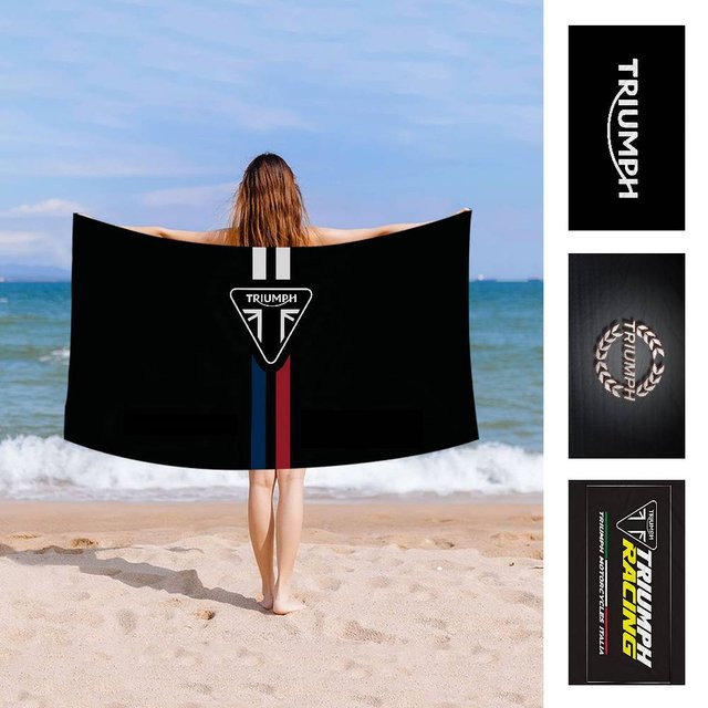 Potdemiel T-Triumph Motorrad-Logo Mikrofaserdecke, schnell trocknendes Strandtuch in Schwarz - Bild 1