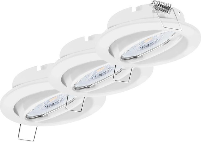 Oktaplex 3er Set Dijon Einbaustrahler in Weiß, dimmbar, schwenkbar, inkl. LED Modul, 2700K Warmweiß, 370lm - Bild 1