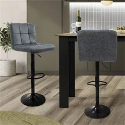 ML-Design Barhocker 2er Set Anthrazit mit Rückenlehne und Fußstütze aus Kunstleder und Metall, höhenverstellbar 63-83 cm - Bild 1