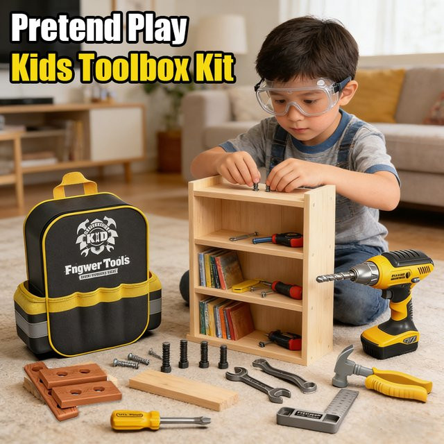 CONUSEA Kinder Toolbox Kit, Reparatur Werkzeuge DIY Spielzeug, Kunststoff - Bild 1