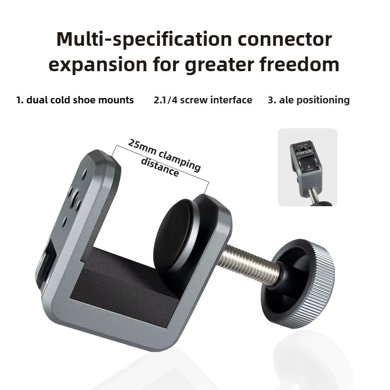 Ideaway Multifunktionale Krabbenklemme aus Metall mit 360 Grad Ballhead Magic Arm Kugelkopf-Adapter für DSLR, Telefon und LED-Leuchten in Schwarz - Bild 4