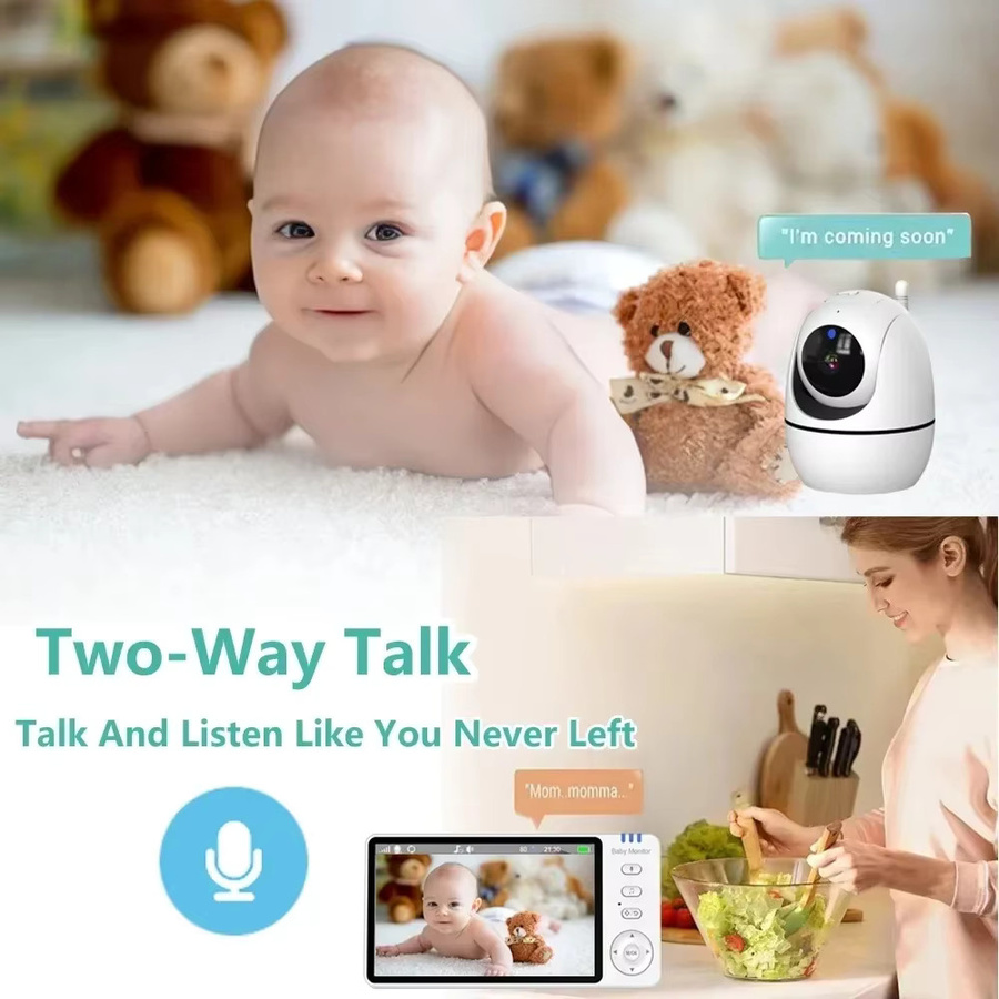 Cdycam Video-Babyphone mit 5,0 Zoll IPS-Bildschirm, Weiß, mit PTZ-Kamera, Zwei-Wege-Audio, VOX-Modus und 3500mAh Akku - Bild 2