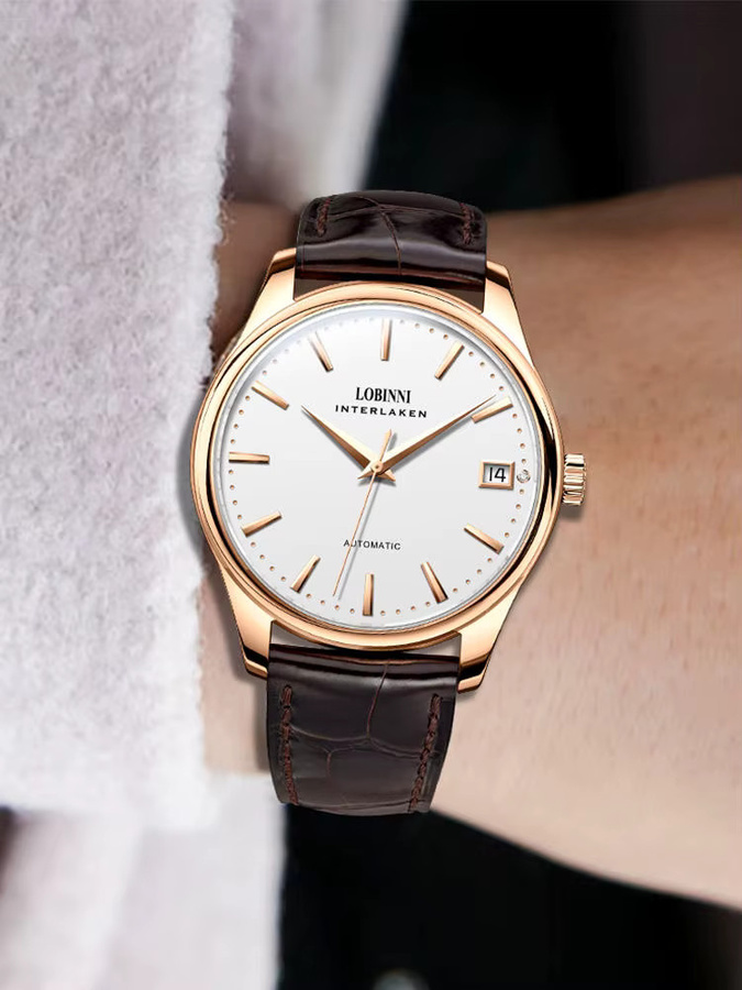 LOBINNI Armbanduhr Automatik, Edelstahl, Roségold, Saphirglas, Damen - Bild 3