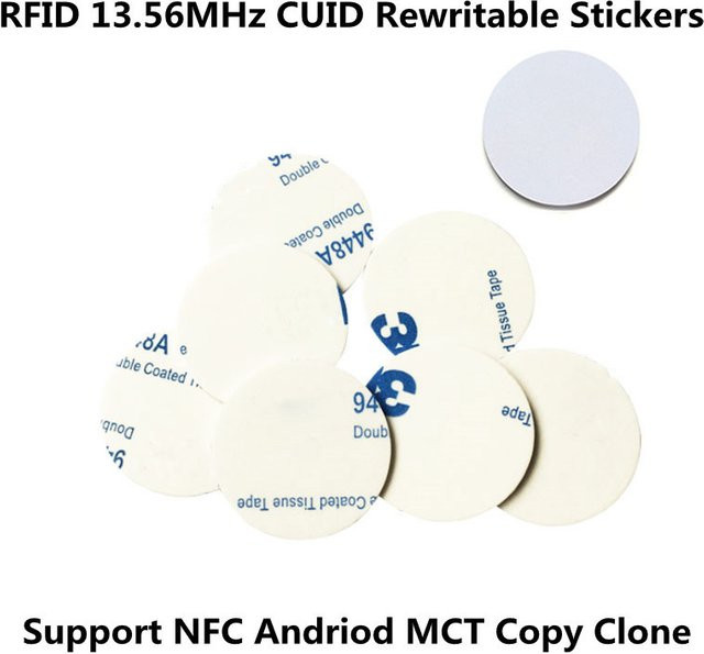 YEVERAXIN RFID CUID Key Tag Aufkleber Set, 13,56 MHz NFC Etiketten, UID veränderbar und beschreibbar, Weiß - Bild 1
