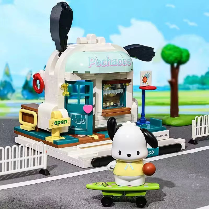 Sanrio Bausteine Spielzeug Set mit 6 verschiedenen Anime Figuren Hello Kitty Cartoon Modelle aus Kunststoff in Mehrfarbig - Bild 2