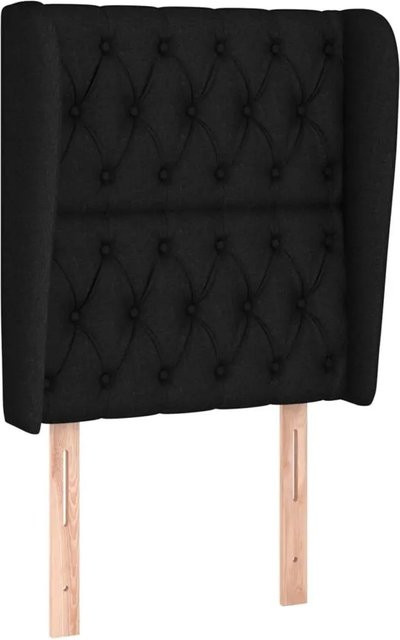 vidaXL Kopfteil mit Ohren in Schwarz aus Stoff und Holz B/T/H: 83 x 23 x 118/128 cm - Bild 1