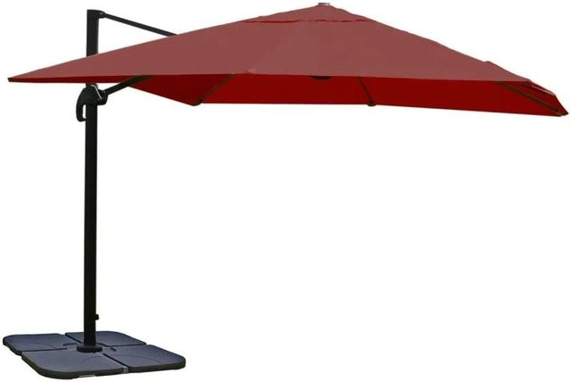 MCW Gastronomie-Ampelschirm A96 mit Ständer, drehbar, Farbe Bordeaux, Material: Polyester und Alu/Stahl, Durchmesser: 4,24 m - Bild 1