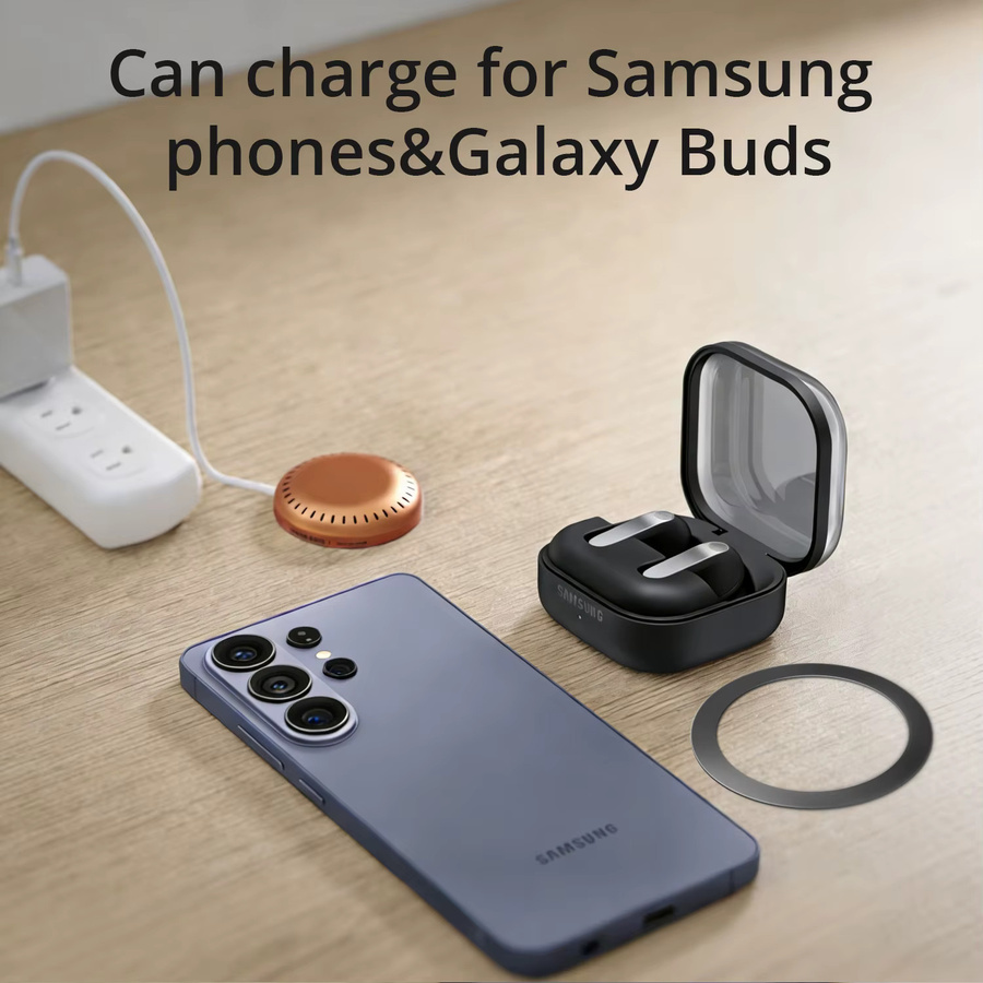 Bonola Magnetisches Kabelloses Ladegerät 25W in Orange mit USB-C für Samsung Galaxy S26 Ultra, S25, S24, S23 und S22 Android Smartphones - Bild 6