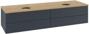 V&B Waschtischunterschrank Antao mit Frontstruktur in Eiche Honig und Blau, B/T: 160 x 50 cm - Bild 1