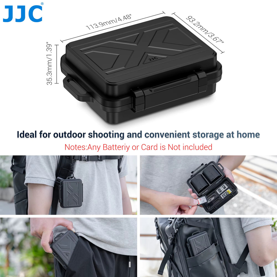 JJC JBC-K2CBS Aufbewahrungskoffer in Schwarz für 3 SD-Karten, 4 CFe B-Karten und 2 Akkus wie Fujifilm NP-W235 oder Nikon EN-EL15 - Bild 5