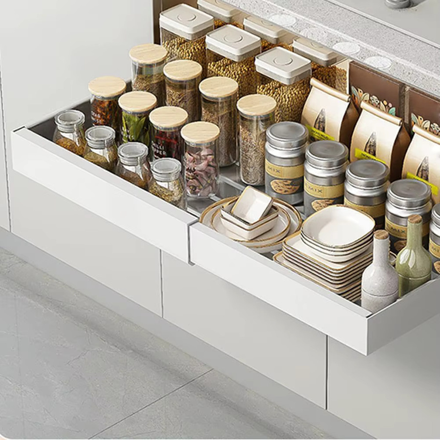 Garvee Ausziehbarer Schrank-Organizer Schwerlast-Schublade als verstellbares Aufbewahrungsregal ohne Bohren in Weiß Breite: 32-52 cm, Tiefe: 42 cm, Höhe: 7,5 cm - Bild 3