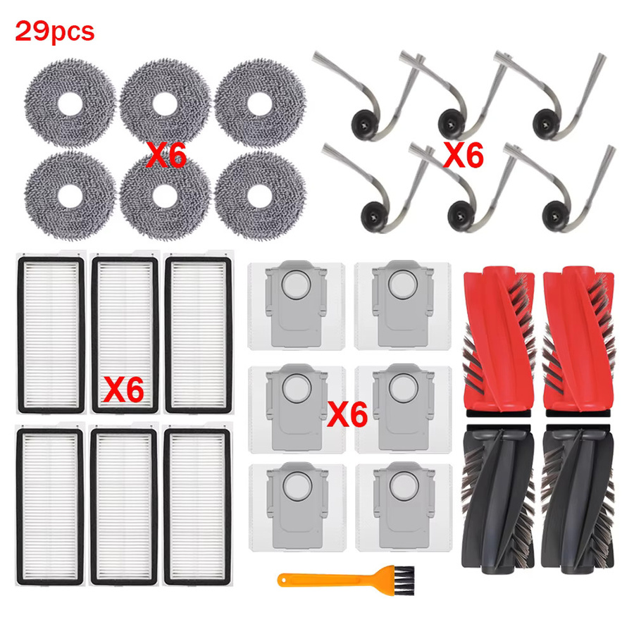 Roborock Ersatzteil-Set mit Hauptbürste, Seitenbürsten, Filtern, Wischmopps und Staubbeuteln für Qrevo Curv, S5V, S5X, 5A1, 5XC, C Pro, C, CurvC und P20 PRO Staubsauger - Bild 2