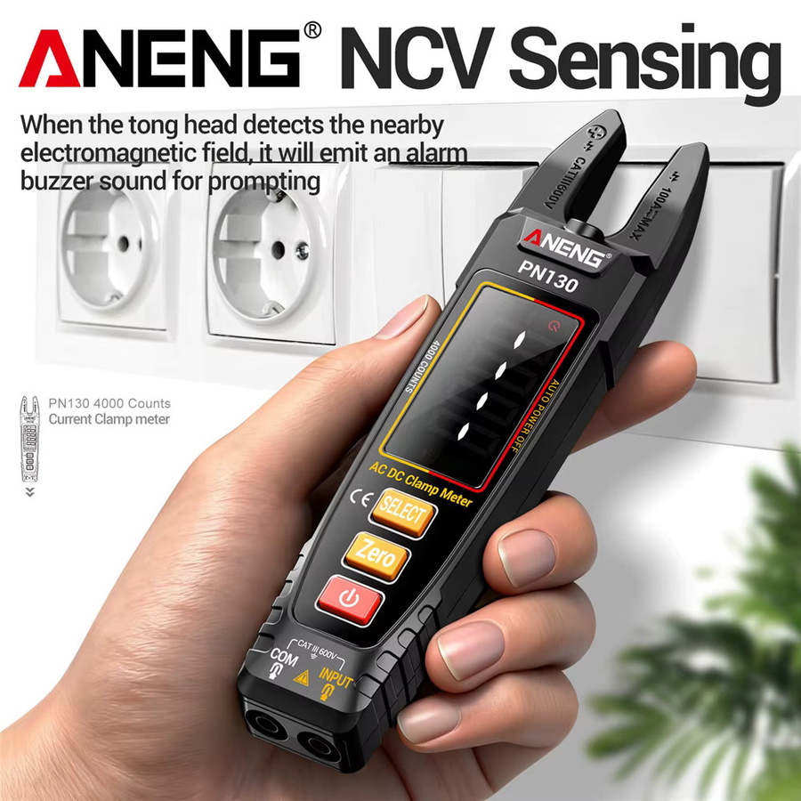 ANENG PN130 Digitales Zangenmessgerät in Schwarz mit NCV-Funktion, wiederaufladbares Multimeter für AC/DC Strom bis 100A und Spannung bis 600V - Bild 3