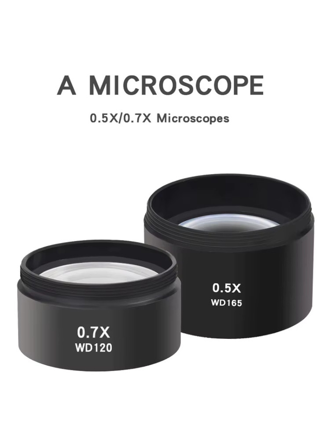 WD120 0,7X Trinokular Barlow Zoom-Objektiv für Stereo-Mikroskope in Schwarz - Bild 3