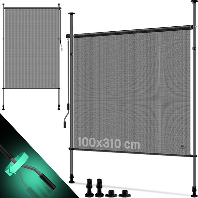 KESSER Klemmmarkise Senkrechtmarkise als Sichtschutz und Windschutz mit Handkurbel, wasserfest und ohne Bohren, Aluminiumgehäuse - Bild 1