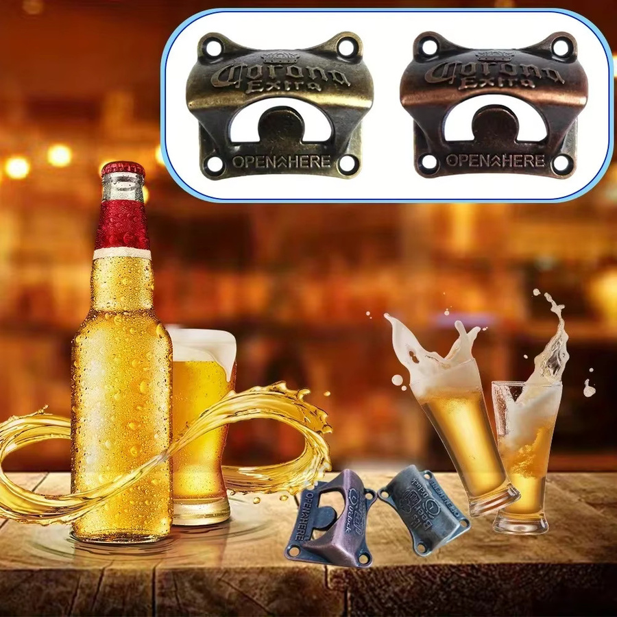 Retro Wand-Bieröffner aus Metall in Bronze und Braun für Bar und Küche - Bild 5