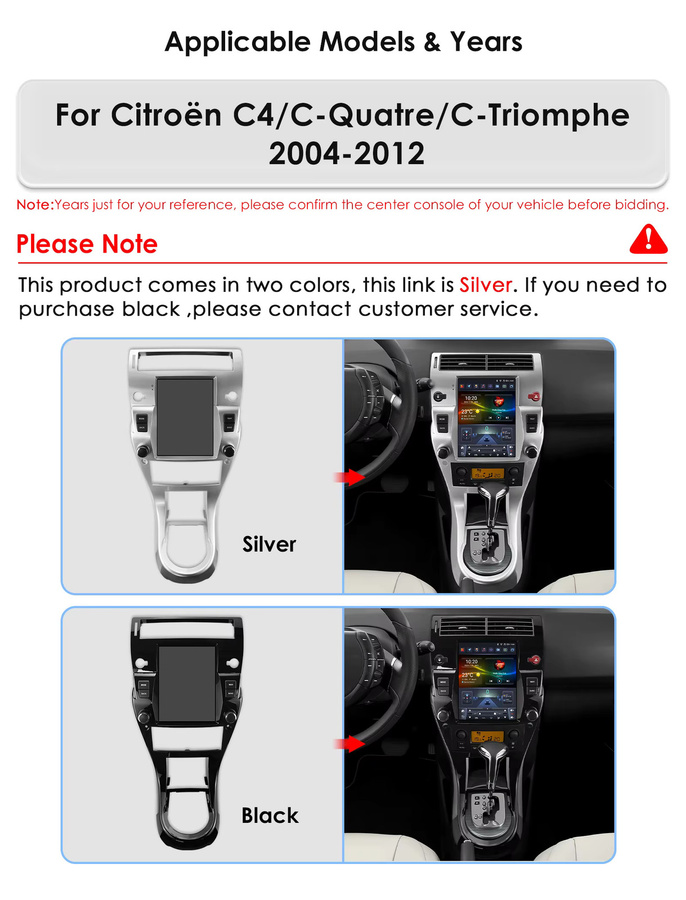 Hizpo Android 14 Auto-Multimedia-Player mit 9,7 Zoll Display für Citroen C4 C-Triomphe Quatre 2004-2014 inklusive GPS, Carplay, 4G, AI, Bluetooth und WIFI in Schwarz und Silber - Bild 2